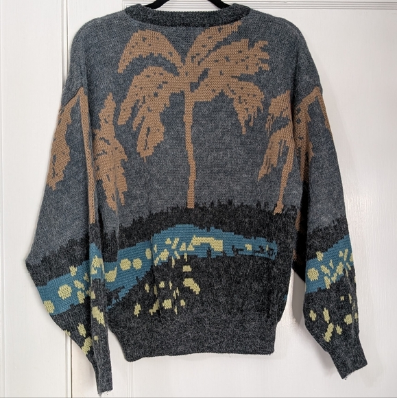 Vintage Pagliano Palm Tree Golfer Intarsia Sweater Women’s M/L Made in Korea - Picture 3 of 4